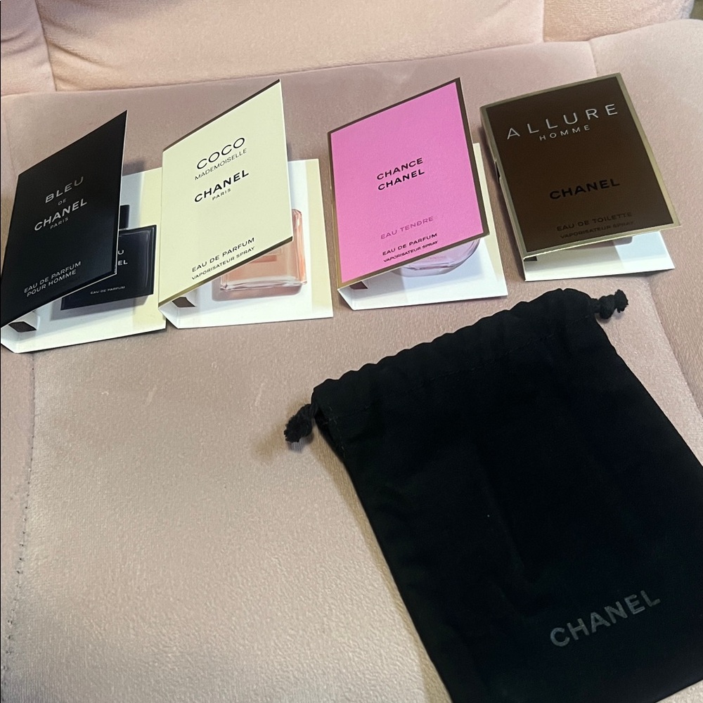 Chanel 4 Fragrance Collection with authentic Black Pouch